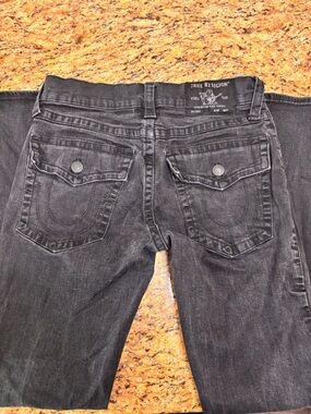 Men’s Size:31 True Religion Men's Black Denim Jeans- Ricky Relaxed Straight Leg
